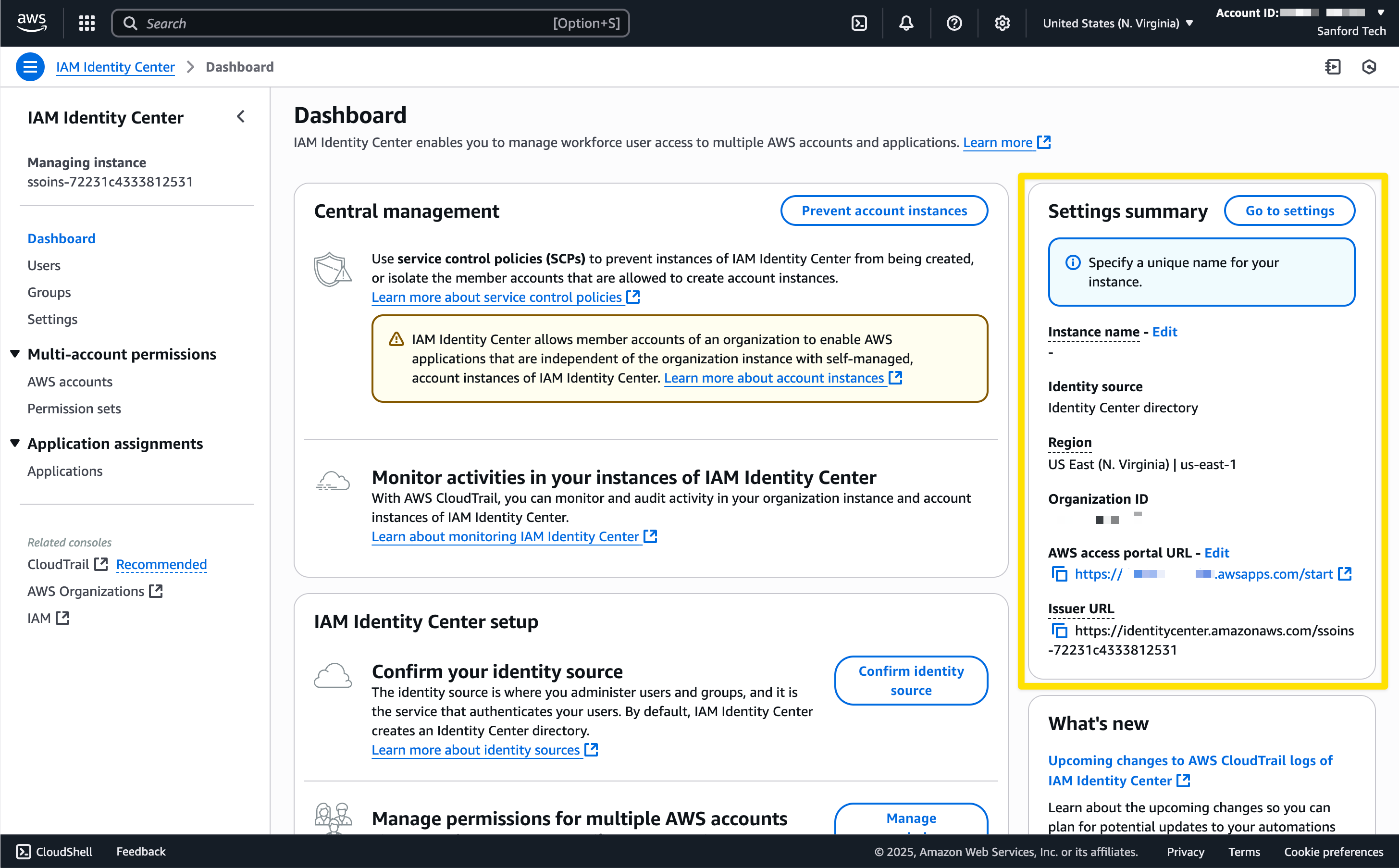 Fresh instance of an IAM Identity Center